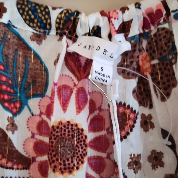 Jane & Delancey Floral Print Tie Strap Tank Top White Multi Small - Picture 5 of 6